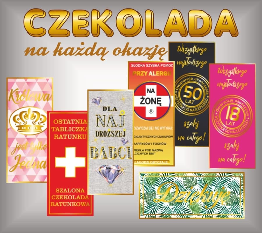 Czekolady okazjonalne w ozdobnych kartonikach
