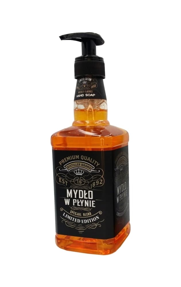 Mydło w płynie o zapachu whiskey w butelce imitującej whiskey