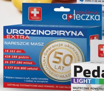 Pudełko Urodzinopiryna EXTRA na 50 lat, stylizowane na opakowanie leku